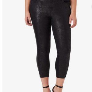 NWT William Rast Perfect Skinny Ankle Black Snakeskin Pants, 22W